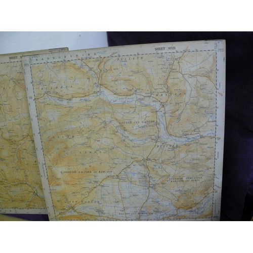 128 - 3 VINTAGE MAPS ON BOARD OF RADNORSHIRE