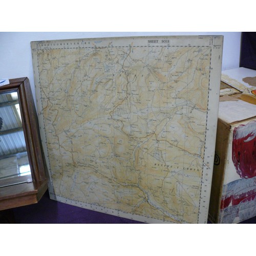 128 - 3 VINTAGE MAPS ON BOARD OF RADNORSHIRE