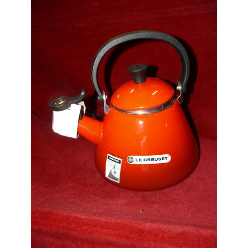 132 - LE CRUESET KETTLE IN VOLCANIC ORANGE, NEW