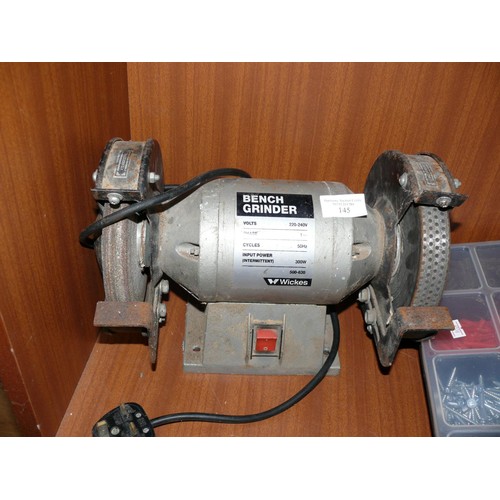 145 - A WICKES BENCH GRINDER