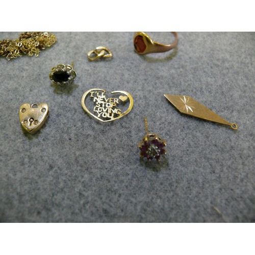 37 - SELECTION OF GOLD ITEMS MOSTLY HALLMARKED, SOME UNMARKED TO INCLUDE A FULLY HALLMARKED MINIATURE ST.... 