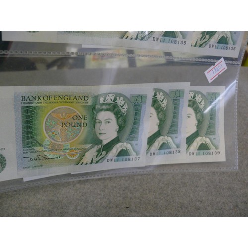 50 - 2 X 10 SHILLING BANK NOTES AND 5 X £1 BANK NOTES ALL CONSECUTIVE NUMBERS