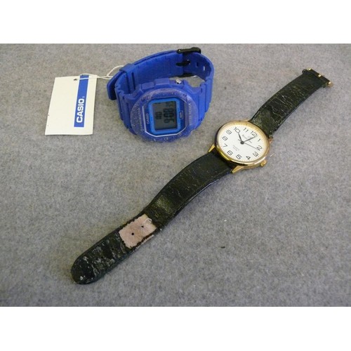 47 - CASIO ILLUMINATOR WATER RESSISTANT DIGITAL WATCH AND A RIGHT TIME WATCH WITH ORIGINAL LEATHER STRAP