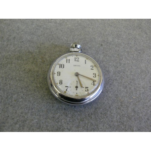 42 - A VINTAGE SMITHS POCKET WATCH WITH CHROME CASE