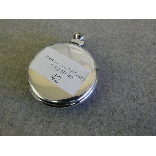 42 - A VINTAGE SMITHS POCKET WATCH WITH CHROME CASE