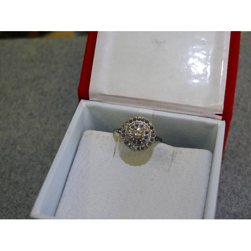 29 - GOLD AND SILVER  HALO RING, SIZE L