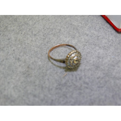 29 - GOLD AND SILVER  HALO RING, SIZE L