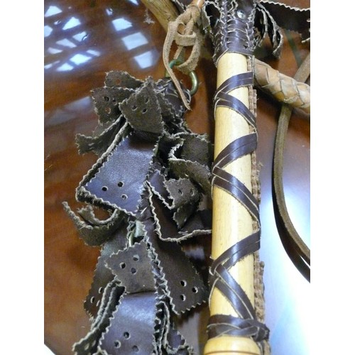 395 - DECORATIVE LEATHER HORSE WHIP