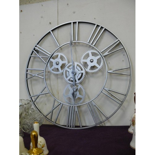 117 - LARGE METAL SKELETON WALL CLOCK