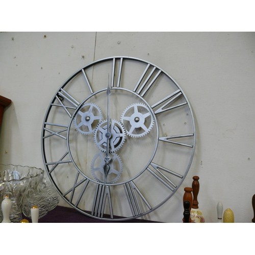 117 - LARGE METAL SKELETON WALL CLOCK