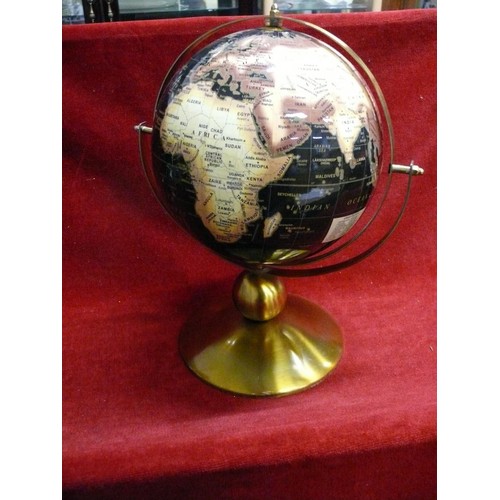 80A - BLACK AND GOLD ROTATING DESK GLOBE