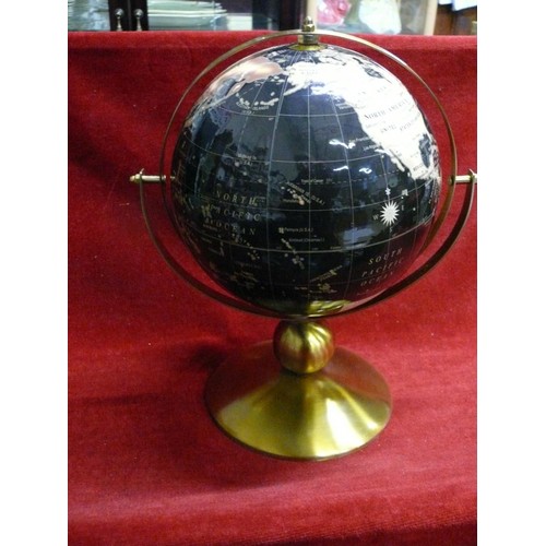 80A - BLACK AND GOLD ROTATING DESK GLOBE