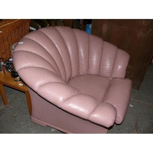 427 - MID CENTURY PINK SHELL BACK ARMCHAIR