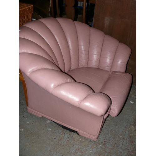 427 - MID CENTURY PINK SHELL BACK ARMCHAIR