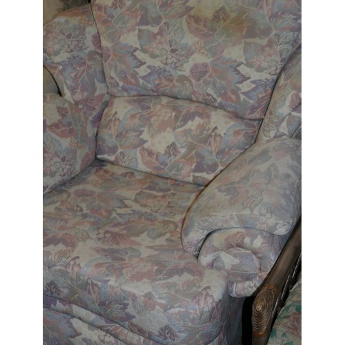 443 - ARMCHAIR IN PALE PINK LEAF FABRIC