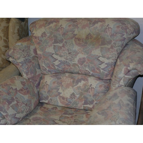 443 - ARMCHAIR IN PALE PINK LEAF FABRIC