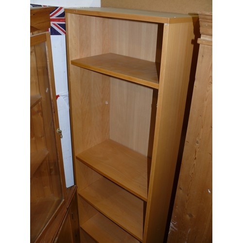 449 - 2 TALL  BEECH EFFECT BOOKCASES