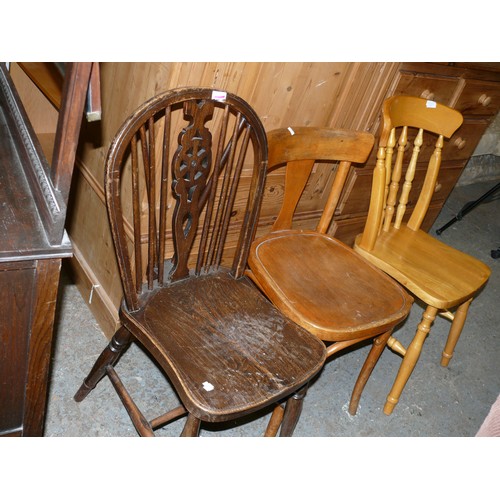 451 - 2 KITCHEN CHAIRS 1 PINE AND 1 BENTWOOD PLUS ELM WHEELBACK