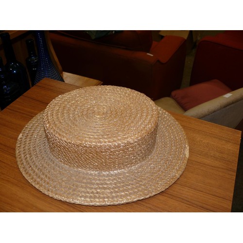 472 - STRAW BOATER BY RIDGMONK, SIZE 6 3/4