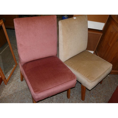 477 - 2 CHAIRS -ONE DUSKY PINK VELOR AND ONE CHAMPAGNE VELOR