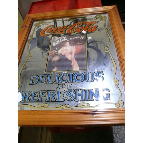 488 - COCA COLA LARGE FRAMED ADVERTISING MIRROR