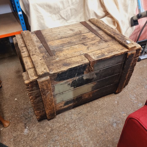 471 - LARGE RUSTIC WOODEN STORAGE CHEST