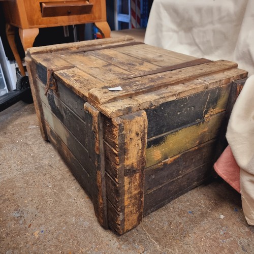 471 - LARGE RUSTIC WOODEN STORAGE CHEST