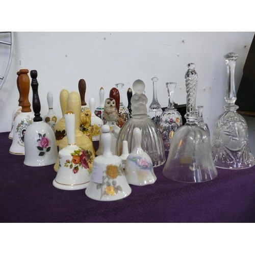 116 - SELECTION OF DECORATIVE BELLS, CRYSTAL AND CHINA