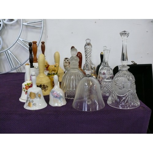 116 - SELECTION OF DECORATIVE BELLS, CRYSTAL AND CHINA