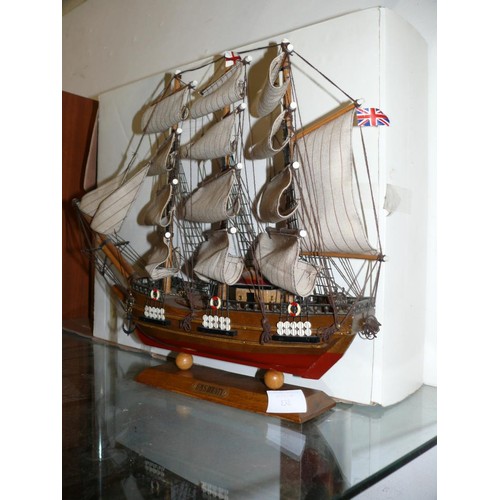 138 - A DECORATIVE SHIP MODEL OF HMS BOUNTY