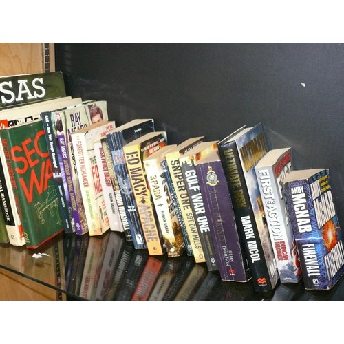 172 - COLLECTION OF MILITARY AND WAR BOOKS TO INCLUDE ANDY MCNAB FIREWALL, SAS ENCYCLOPEDIA OF SURVIVAL AN... 