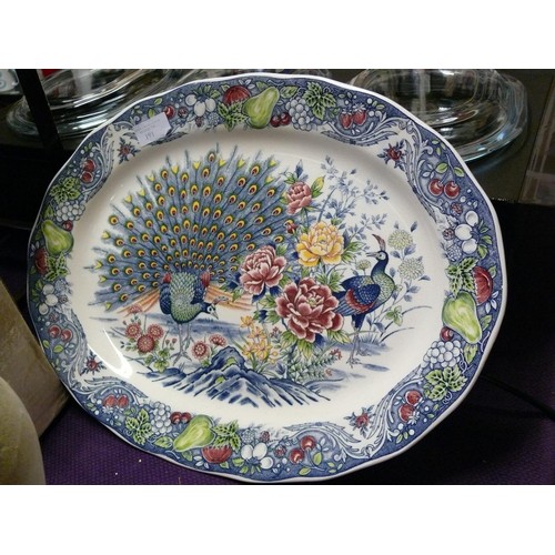 191 - LARGE JAPANESE PLATTER WITH  PEACOCK DESIGN