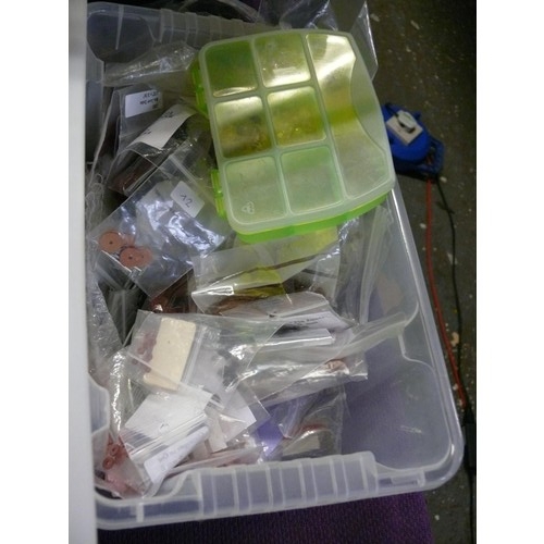 236 - 2 TUBS OF VARIOUS JEWELLERY AND TOY MAKING BEADS, TEDDY BEAR JOINTS ETC