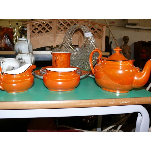 248 - BEAUTIFUL ORANGE LUSTREWARE TEASET