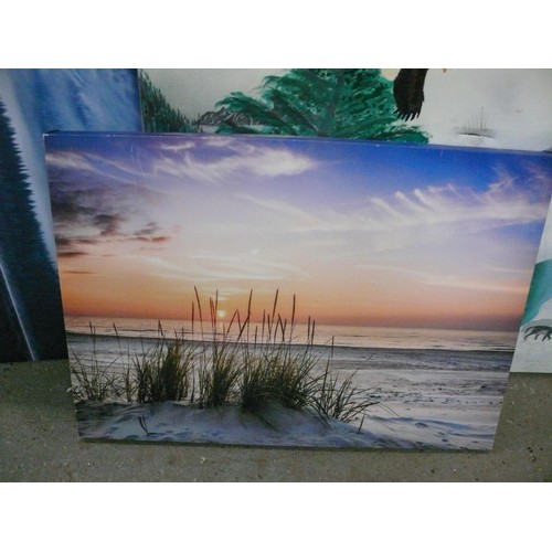 382 - QUANTITY OF CANVAS PAINTING & PRINT WALL ART, SOME VERY LARGE.