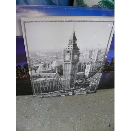 382 - QUANTITY OF CANVAS PAINTING & PRINT WALL ART, SOME VERY LARGE.