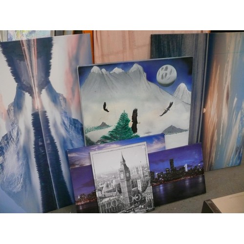 382 - QUANTITY OF CANVAS PAINTING & PRINT WALL ART, SOME VERY LARGE.