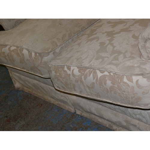 444 - 2 SEAT SOFA IN  DAMSAK LEAF DESIGN IN CHAMPAGNE