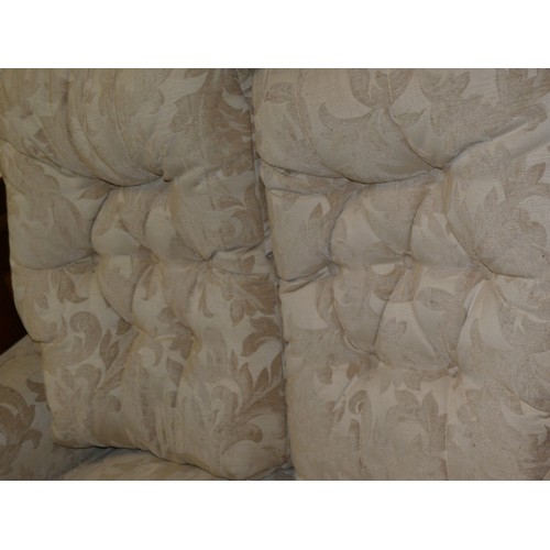 444 - 2 SEAT SOFA IN  DAMSAK LEAF DESIGN IN CHAMPAGNE