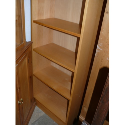 449 - 2 TALL  BEECH EFFECT BOOKCASES