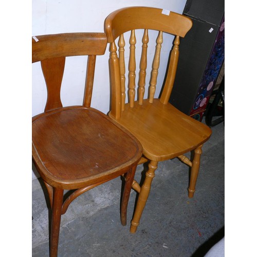 451 - 2 KITCHEN CHAIRS 1 PINE AND 1 BENTWOOD PLUS ELM WHEELBACK