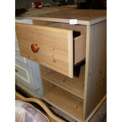 468 - SINGLE PINE BEDSIDE CHEST WITH ON DRAWER AND 2 SHELVES