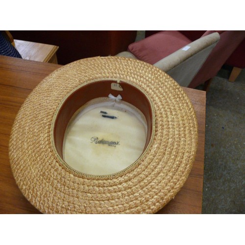 472 - STRAW BOATER BY RIDGMONK, SIZE 6 3/4