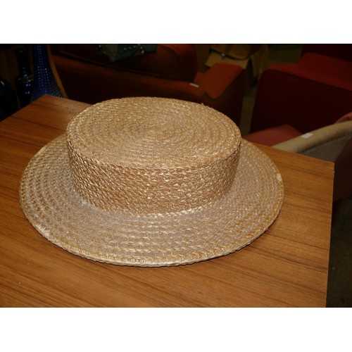 472 - STRAW BOATER BY RIDGMONK, SIZE 6 3/4