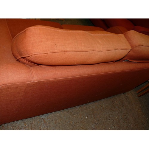 474 - 2 SEATER BURNT ORANGE MODERN SOFA