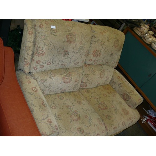 475 - 2 SEATER CHENILLE UPHOLSTERED SOFA, MANUAL RECLINER