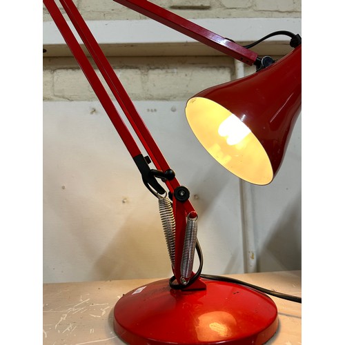 62 - ANGLEPOISE TYPE LAMP IN RED - WORKING WHEN LOTTED