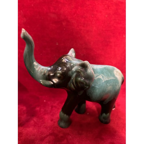 78 - BLUE MOUNTAIN POTTERY INCLUDING LARGE BEAR FIGURE (27CM) AND AN ELEPHANT (22CM)- VERY SMALL NIBBLE T... 