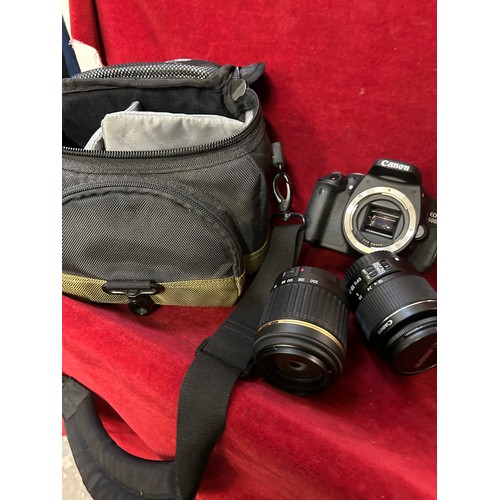 96 - A CANON EOS 600D CAMERA WITH AN EFS 18-55MM LENS & A TAMRON AF 55-200MM LENS, WITH A CASE