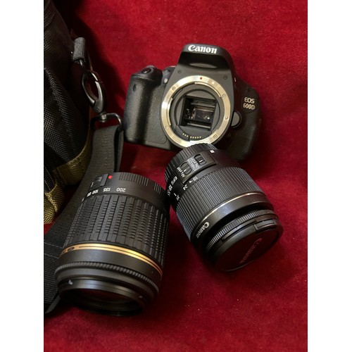 96 - A CANON EOS 600D CAMERA WITH AN EFS 18-55MM LENS & A TAMRON AF 55-200MM LENS, WITH A CASE